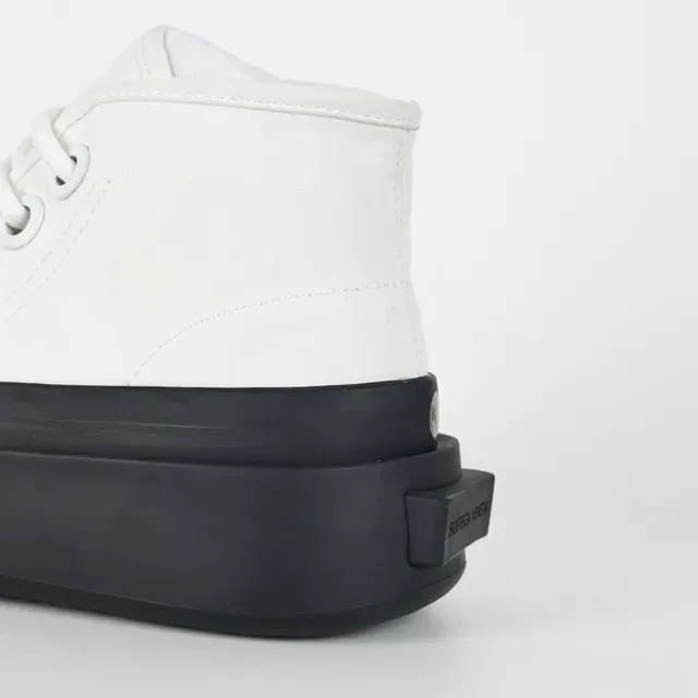 White and Black Platform High-Top Sneakers 4