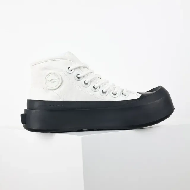 White and Black Platform High-Top Sneakers 7