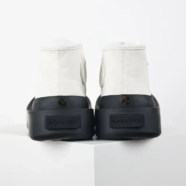 White and Black Platform High-Top Sneakers 8
