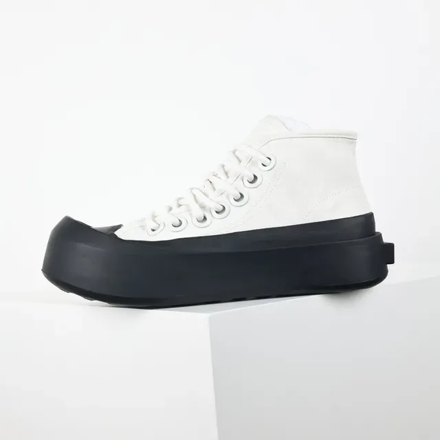 White and Black Platform High-Top Sneakers 9