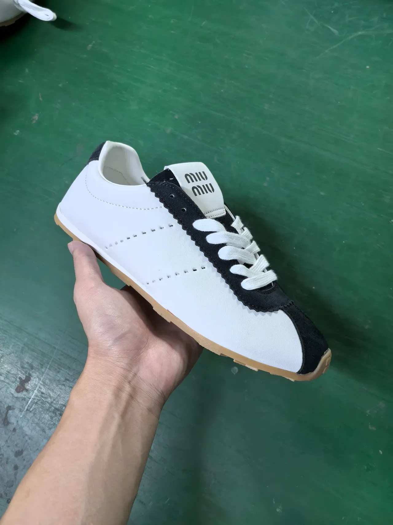 White and Black Two-Tone Perforated Lifestyle Sneaker 2