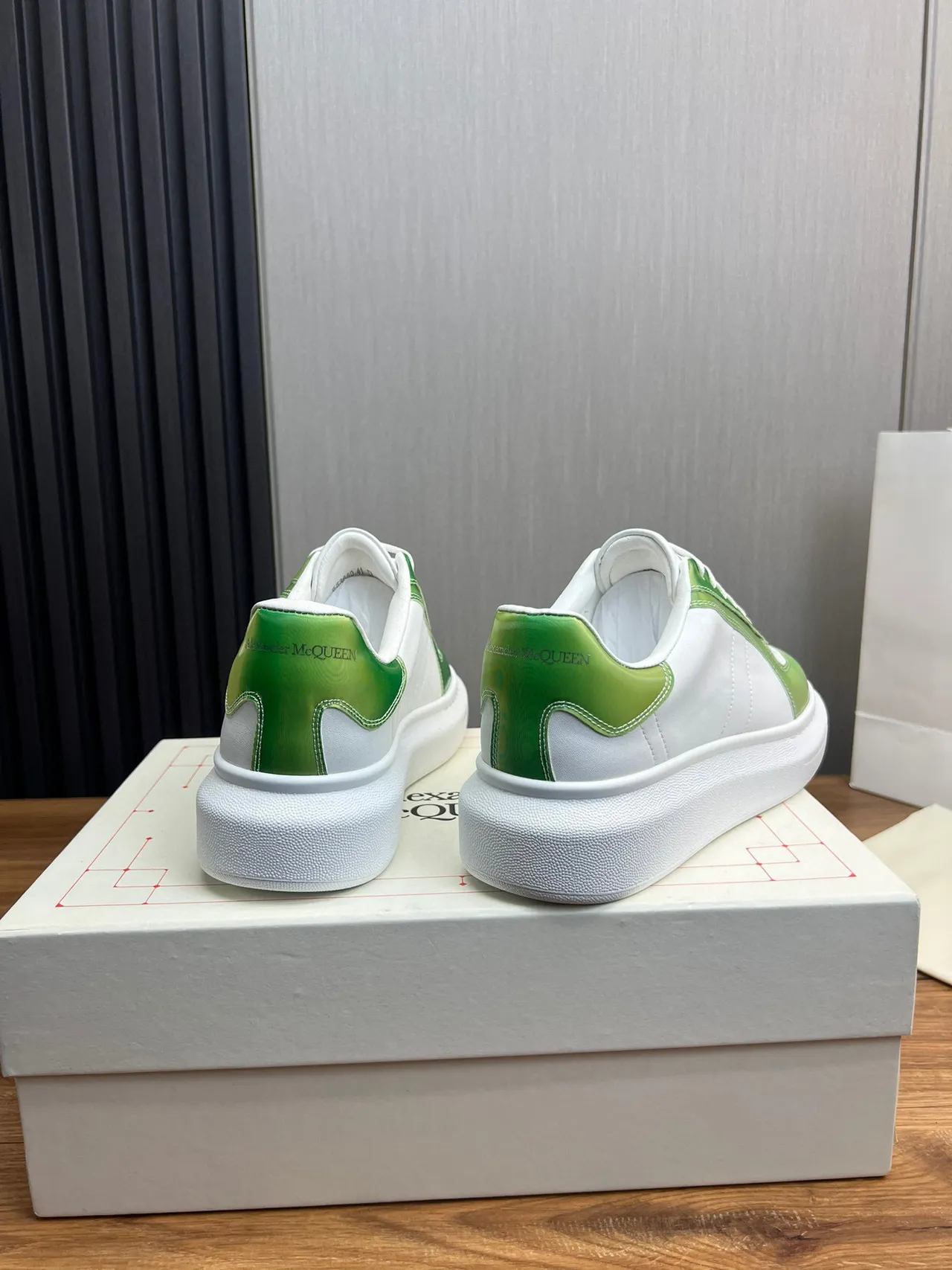 White and Gradient Green Platform Sneaker 6