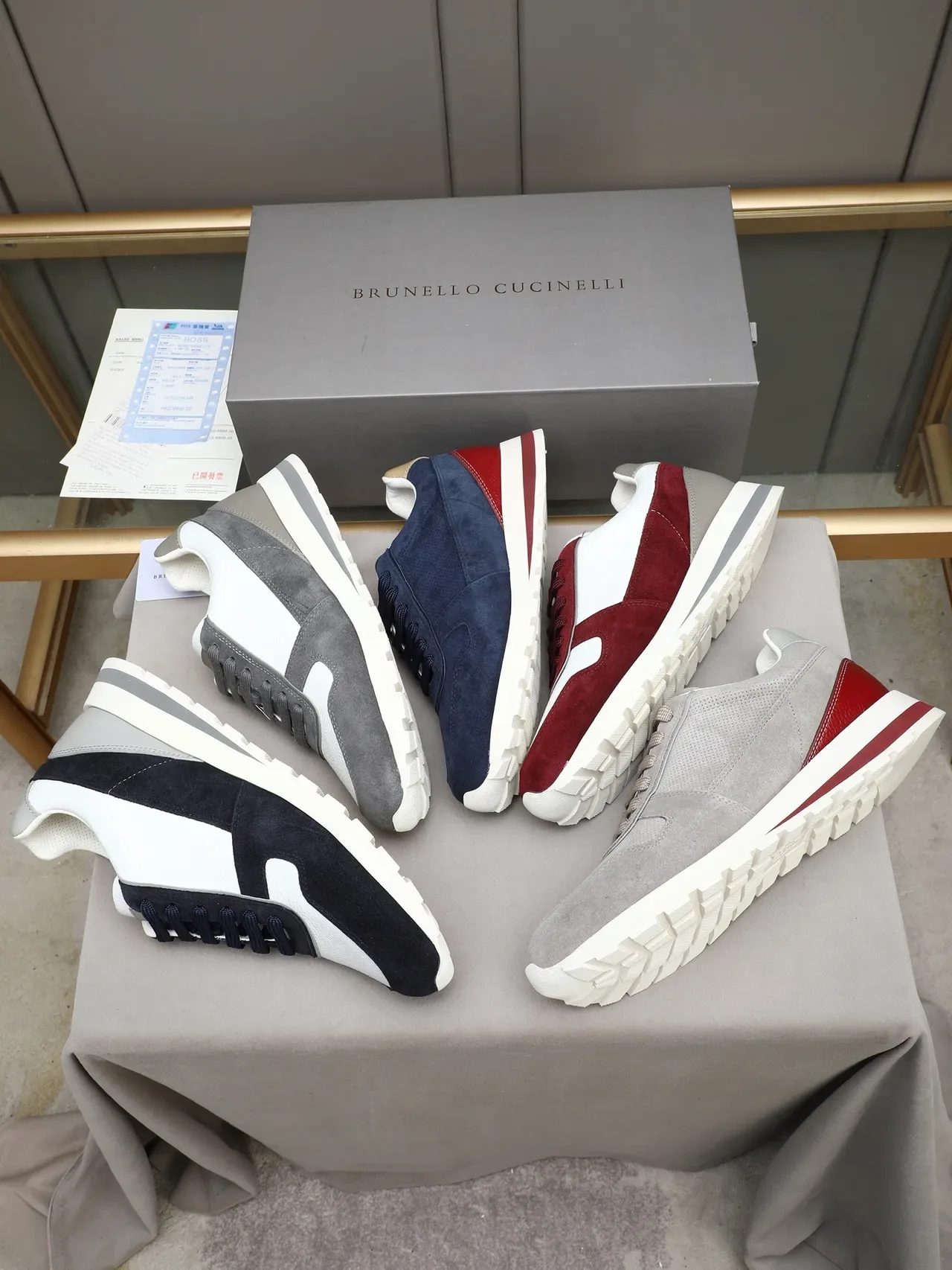 White and Gray Suede Leather Low-Top Lifestyle Sneaker 2
