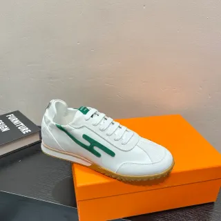 Zapatillas Runner Retro con Logo Blanco y Verde