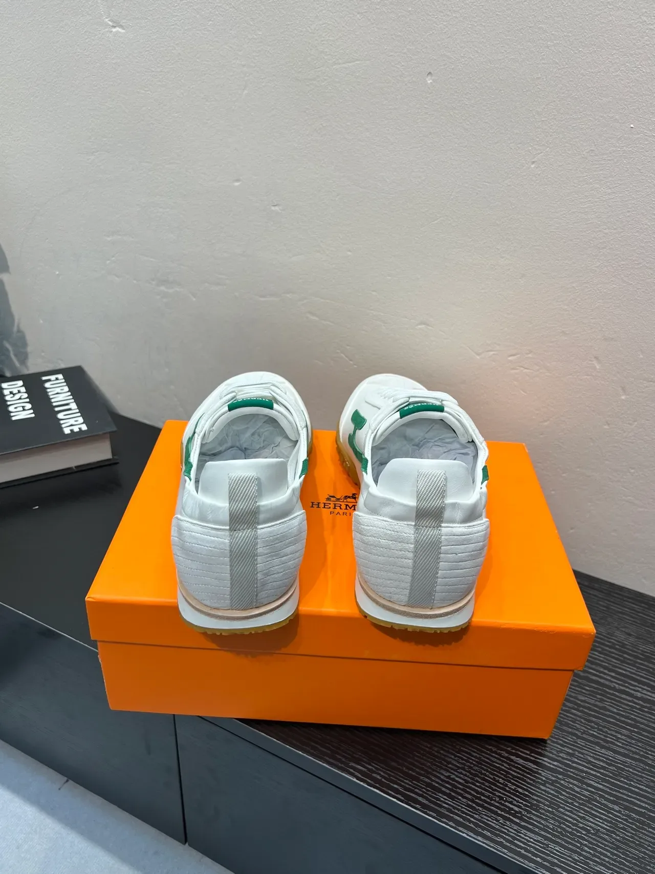 White and Green Logo Retro Runner Sneakers 6