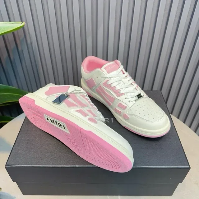 White and Pink Geometric Overlay Lifestyle Sneakers 2
