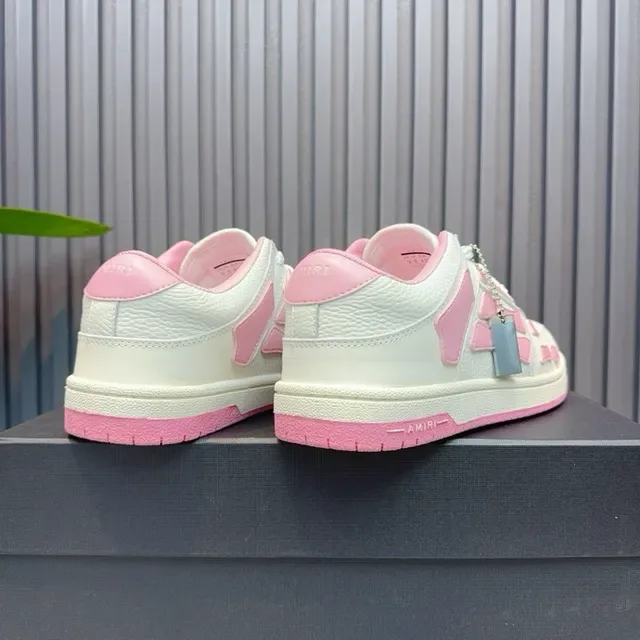 White and Pink Geometric Overlay Lifestyle Sneakers 6