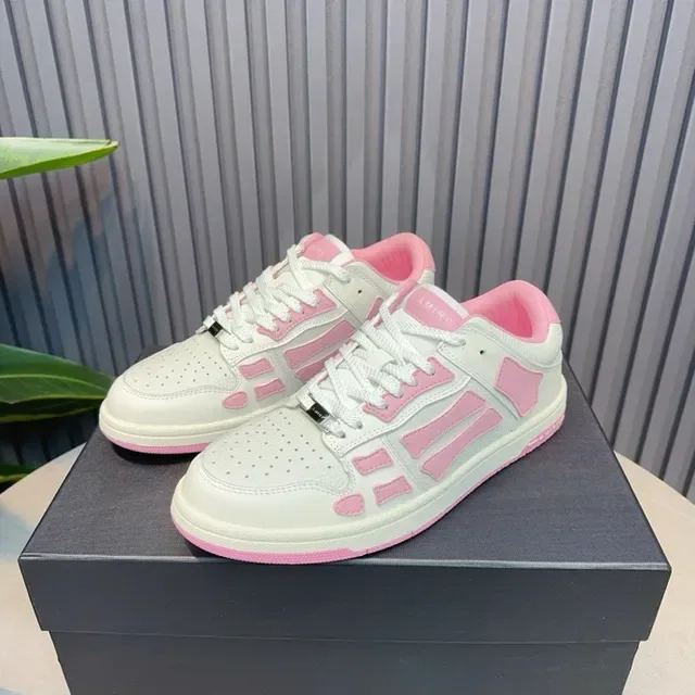White and Pink Geometric Overlay Lifestyle Sneakers 9