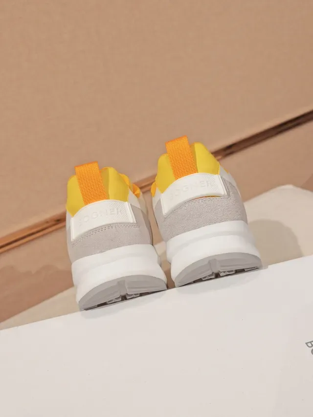 White and Yellow Monogram Logo Lifestyle Sneaker 3