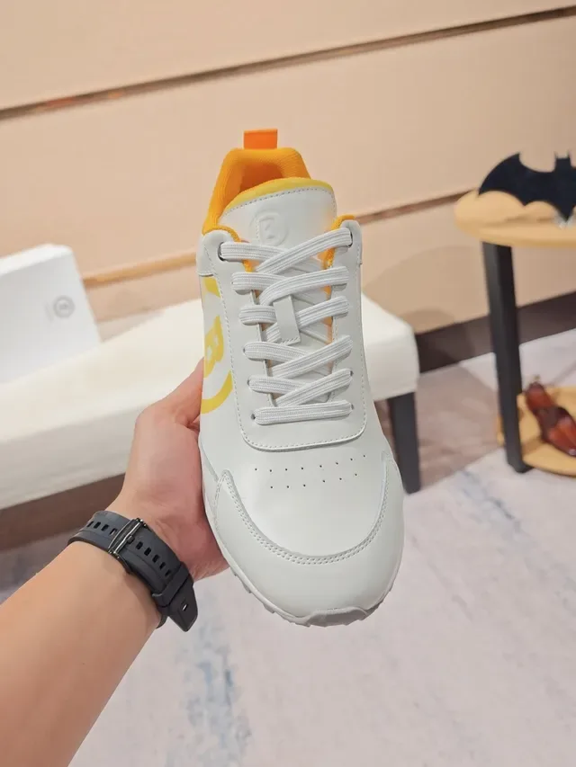 White and Yellow Monogram Logo Lifestyle Sneaker 5