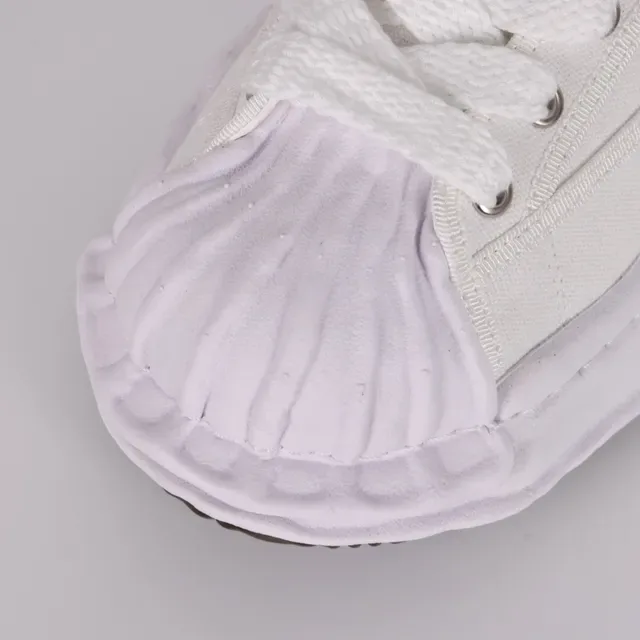 White Black Canvas Upper Ribbed Rubber Toe Cap Sneakers 5