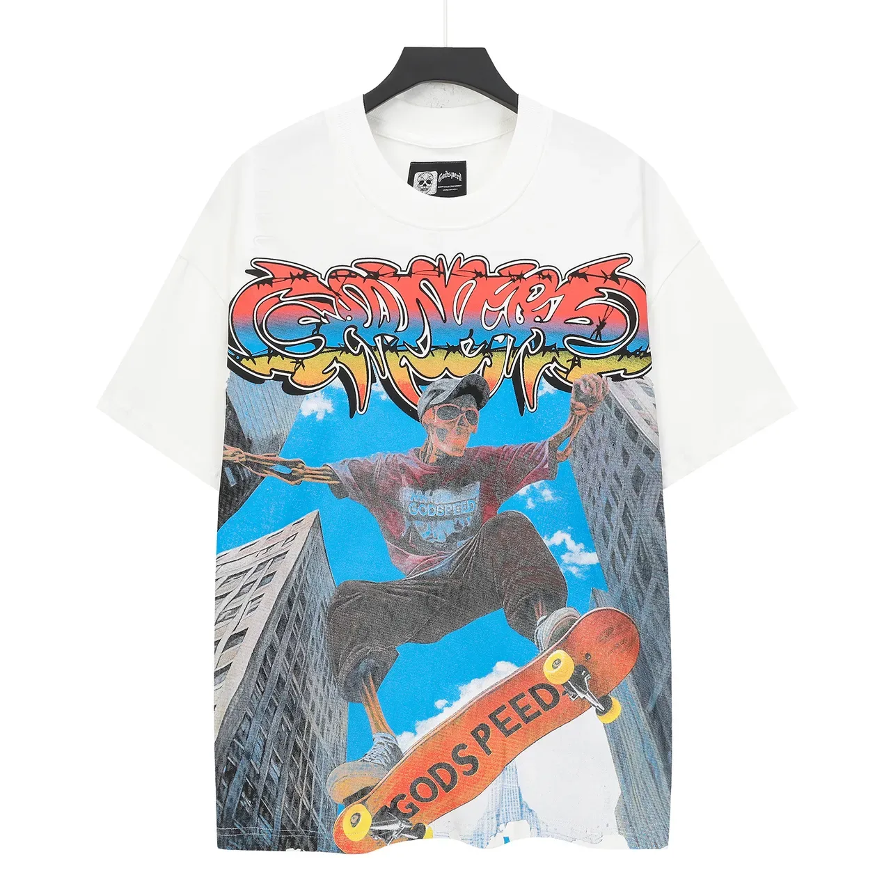 White Multicolor Oversized Fit Full-Front Graphic Print T-Shirt 2