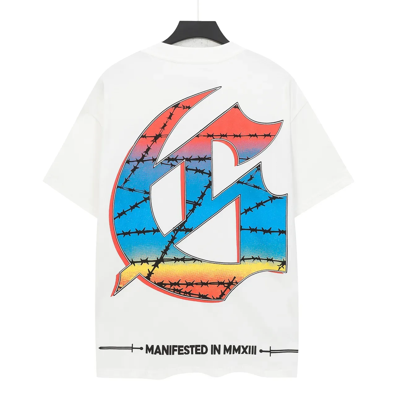White Multicolor Oversized Fit Full-Front Graphic Print T-Shirt 3