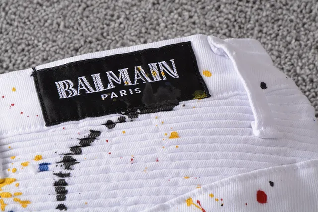 Shorts Blancos con Estampado de Salpicadura de Pintura Multicolor con Bolsillos Laterales con Cierre de Cremallera 5