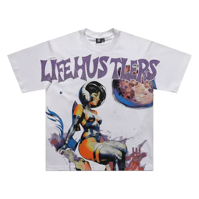 White Purple Graphic Print Glitter-Effect Typography T-Shirt 3