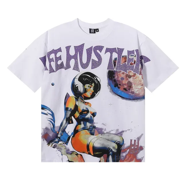 White Purple Graphic Print Glitter-Effect Typography T-Shirt 5