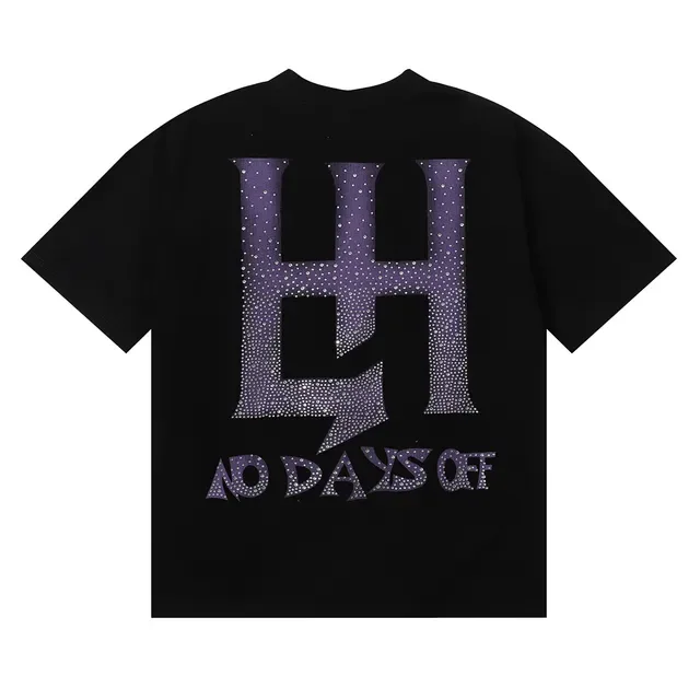White Purple Graphic Print Glitter-Effect Typography T-Shirt 6