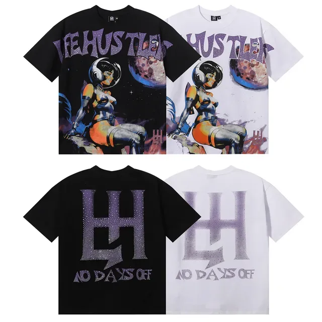 White Purple Graphic Print Glitter-Effect Typography T-Shirt 8