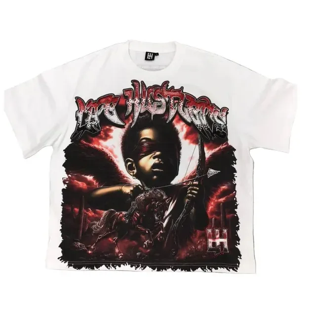 White Red Graphic Print Oversized Fit T-Shirt 16