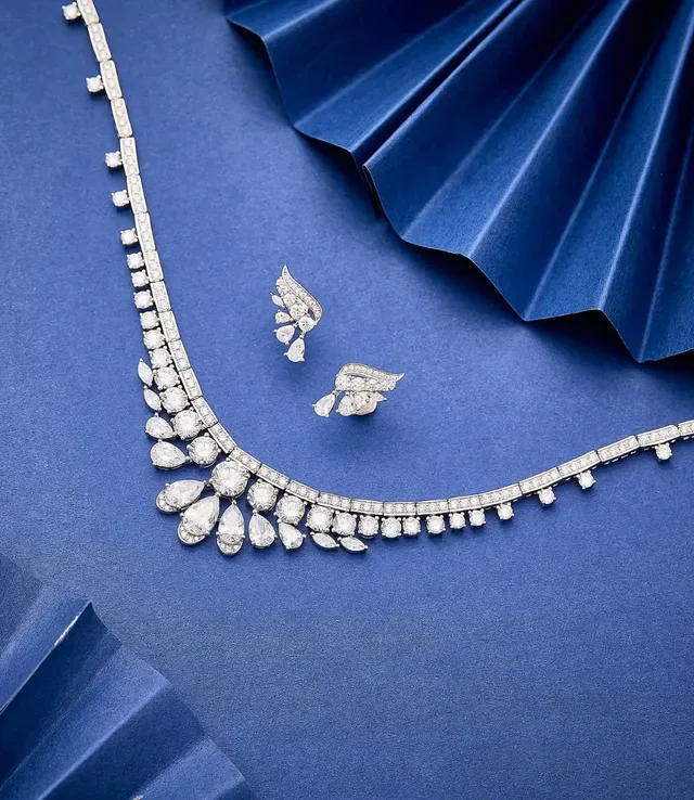 Wing-Shaped Pavé and Pear-Cut Drop Earrings 4