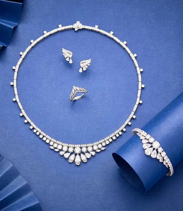 Wing-Shaped Pavé and Pear-Cut Drop Earrings 5