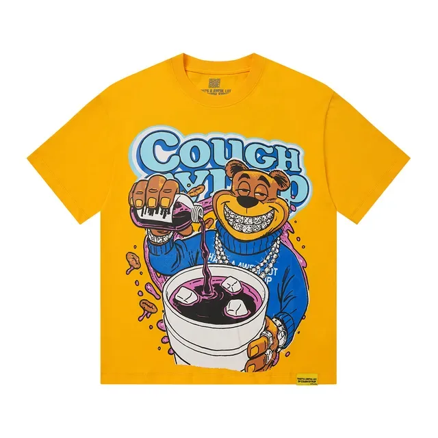 Yellow Graphic Cough Syrup Bear Print T-Shirt 3