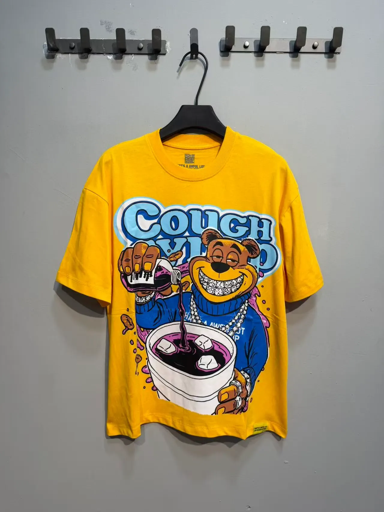 Yellow Graphic Cough Syrup Bear Print T-Shirt 5