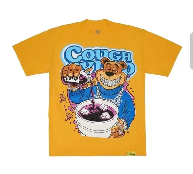 Yellow Graphic Cough Syrup Bear Print T-Shirt 8
