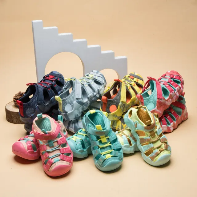 Sandales Casuales Enfants Jaune Orange Gris 4