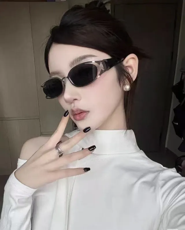 Gentle Monster Gold Brown Thin Metal Frame Angular Oval Lenses Sunglasses 8
