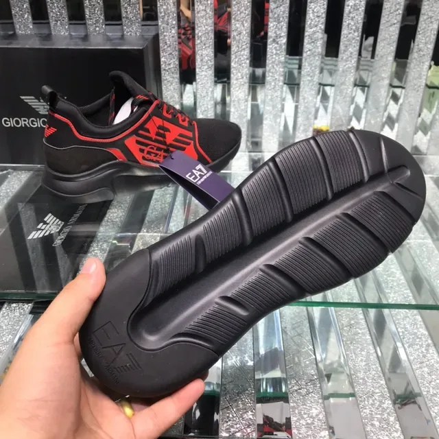 Giorgio Armani EA7 Black and Red Mesh Lifestyle Sneakers 2