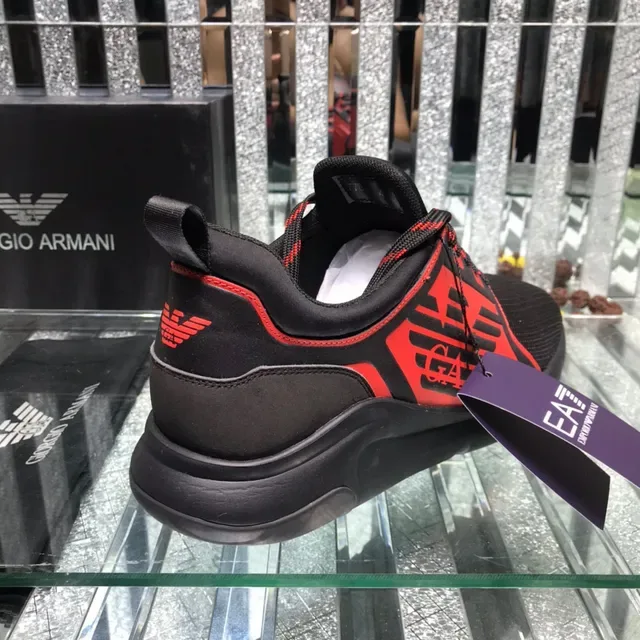 Giorgio Armani EA7 Black and Red Mesh Lifestyle Sneakers 3