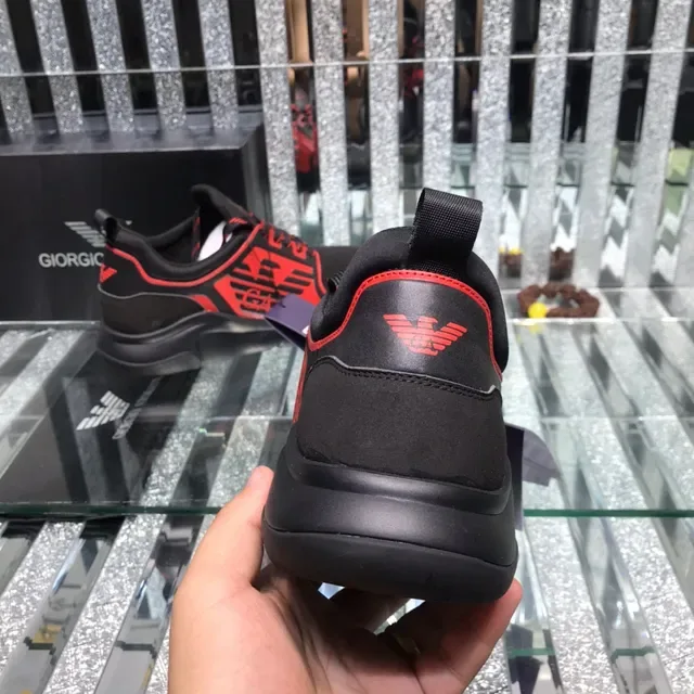 Giorgio Armani EA7 Black and Red Mesh Lifestyle Sneakers 4