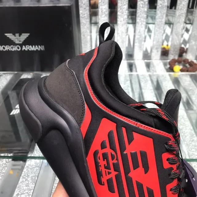 Giorgio Armani EA7 Black and Red Mesh Lifestyle Sneakers 5