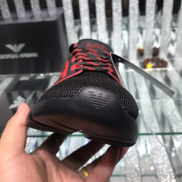 Giorgio Armani EA7 Black and Red Mesh Lifestyle Sneakers 6