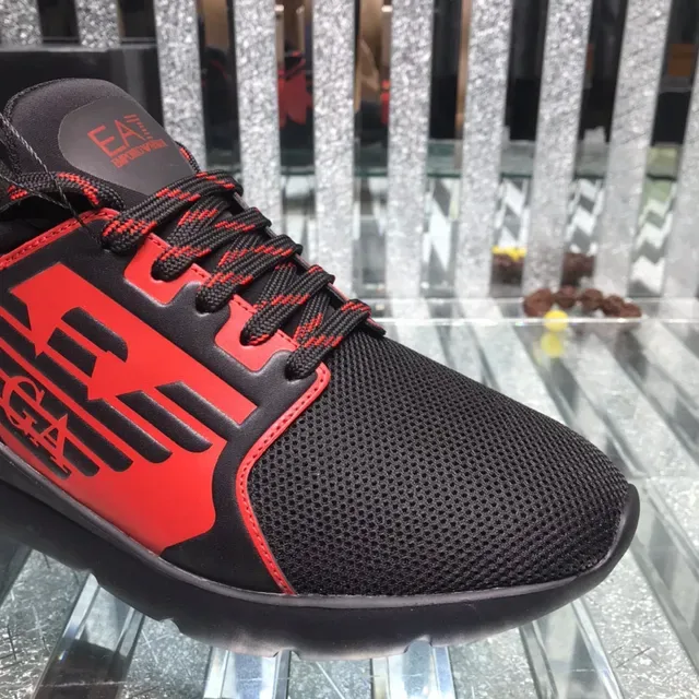 Giorgio Armani EA7 Black and Red Mesh Lifestyle Sneakers 7