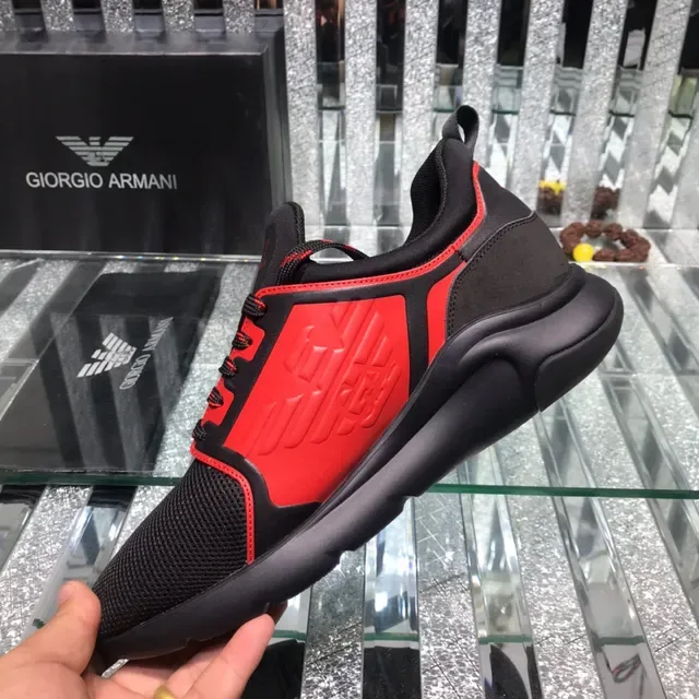 Giorgio Armani EA7 Black and Red Mesh Lifestyle Sneakers 8
