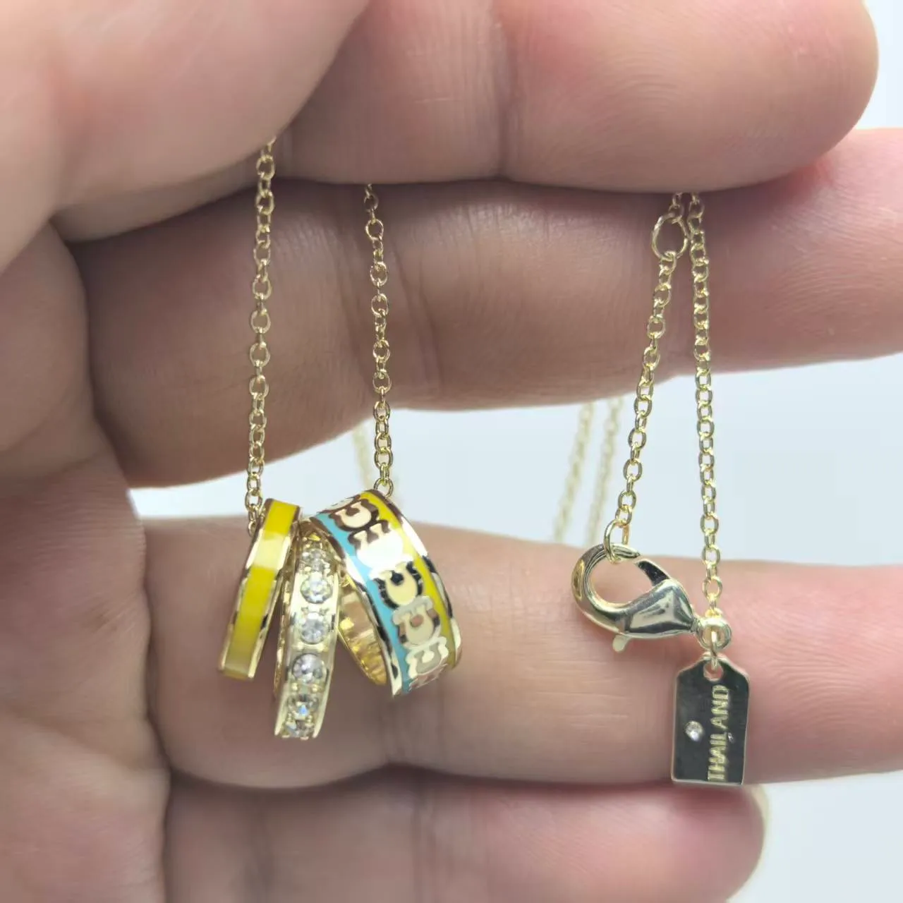 Givenchy Multicolor Enamel Ring Pendant Necklaces 3