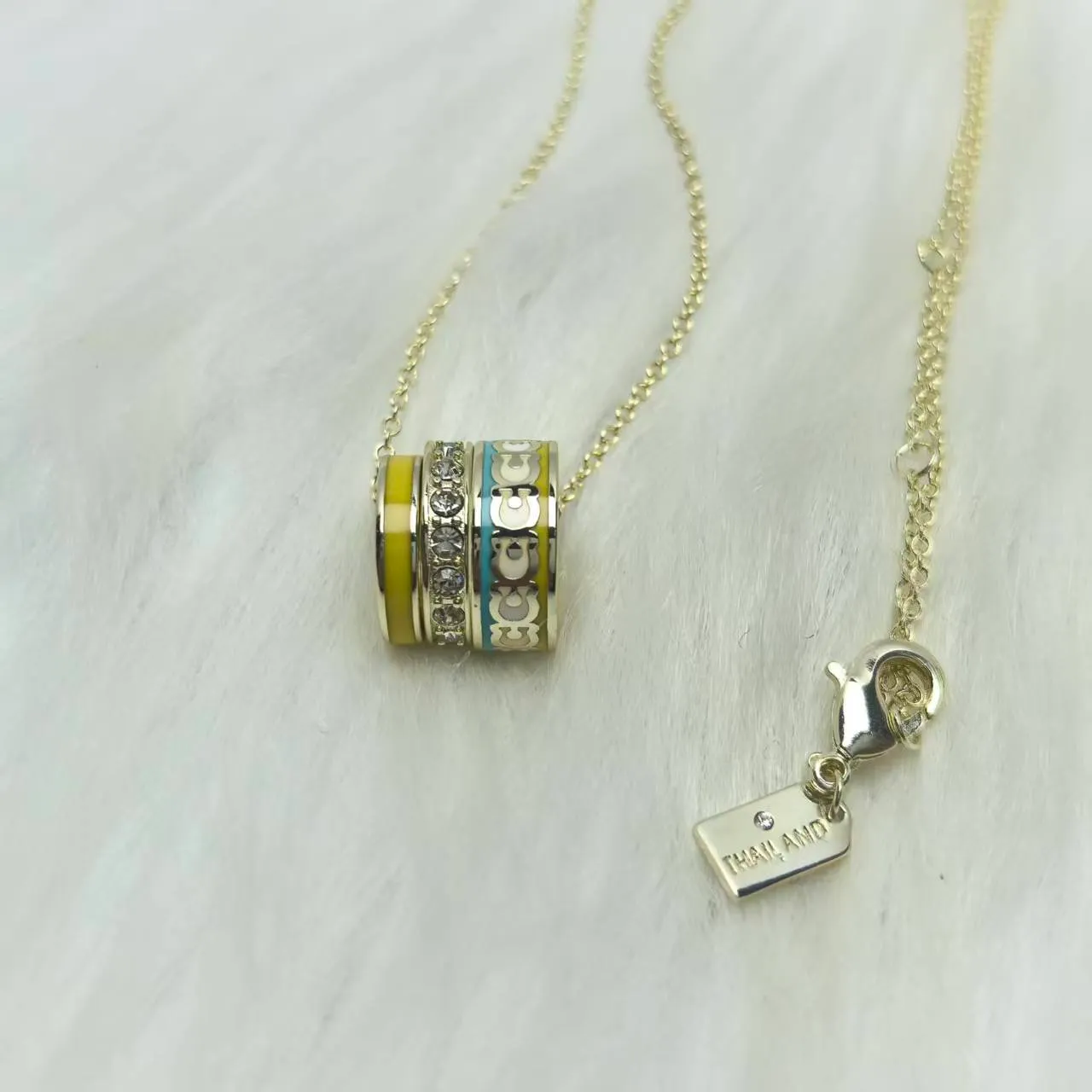 Givenchy Multicolor Enamel Ring Pendant Necklaces 5