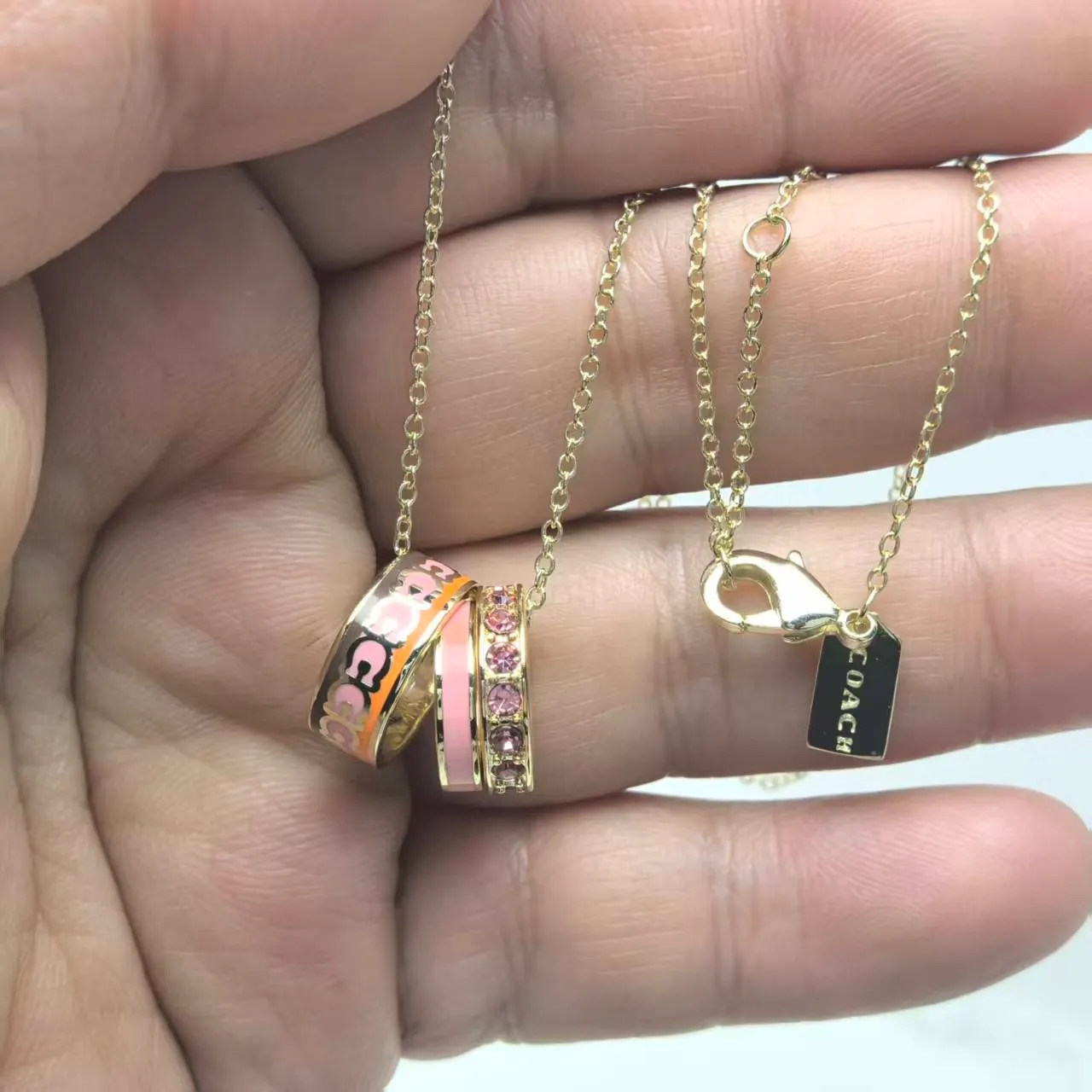 Givenchy Multicolor Enamel Ring Pendant Necklaces 6
