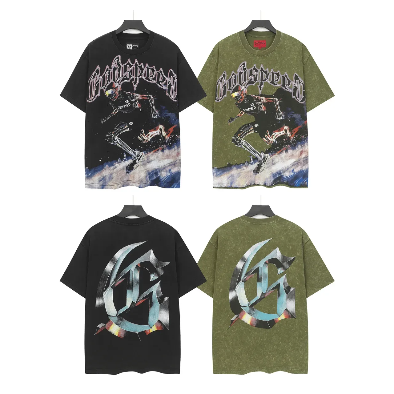 Godspeed Black Multicolor Oversized Fit Graphic Front Print T-Shirt 2