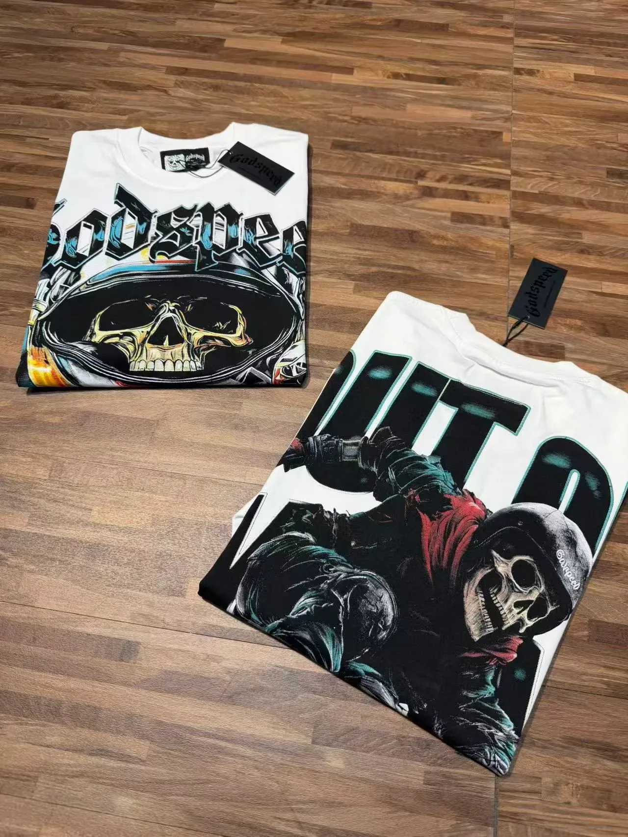 Godspeed Graphic-Print Racing Skull T-Shirt 7
