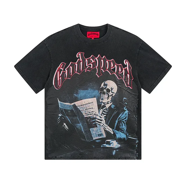 Godspeed Oversized Distressed Black Graphic T-Shirt 2