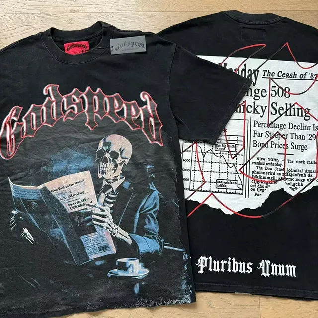 Godspeed Oversized Distressed Black Graphic T-Shirt 4