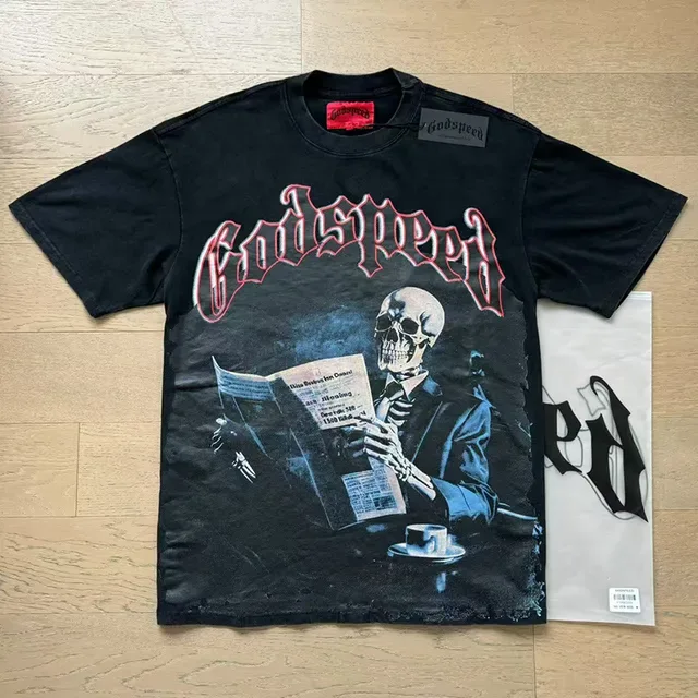 Godspeed Oversized Distressed Black Graphic T-Shirt 6