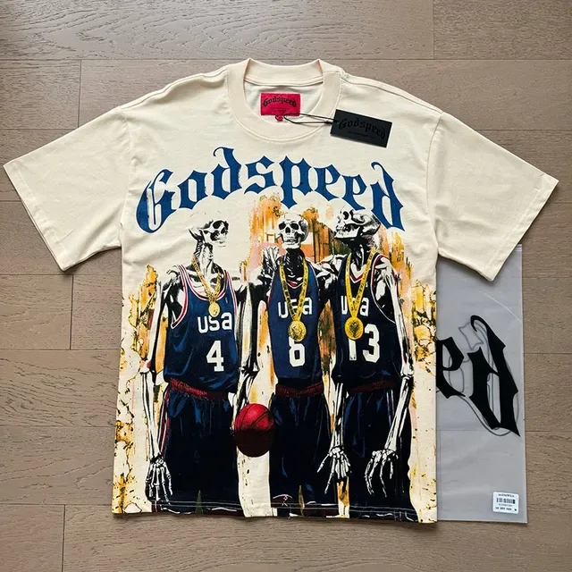 Godspeed Skeleton Basketball Graphic Off-White T-Shirt 5