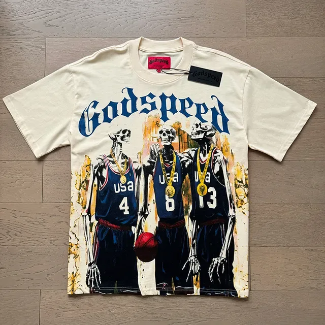 Godspeed Skeleton Basketball Graphic Off-White T-Shirt 6