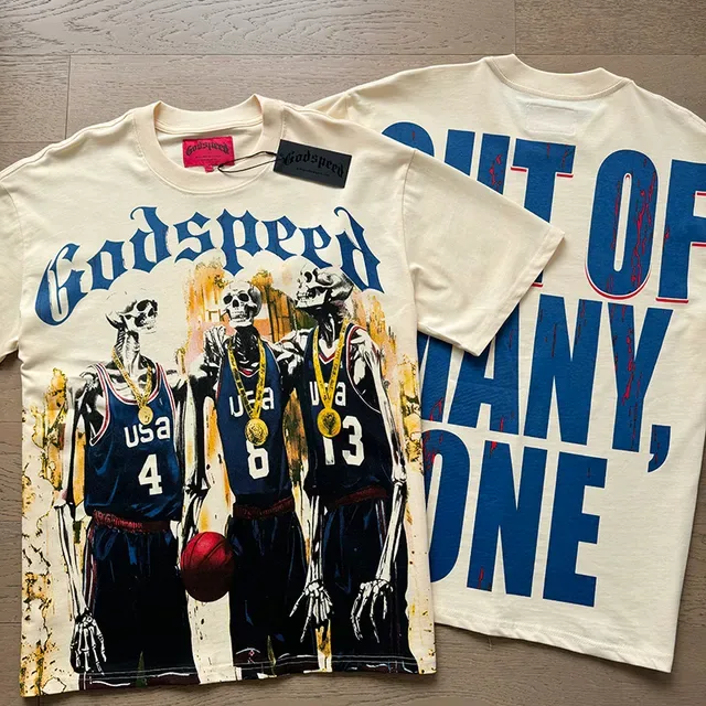 Godspeed Skeleton Basketball Graphic Off-White T-Shirt 7