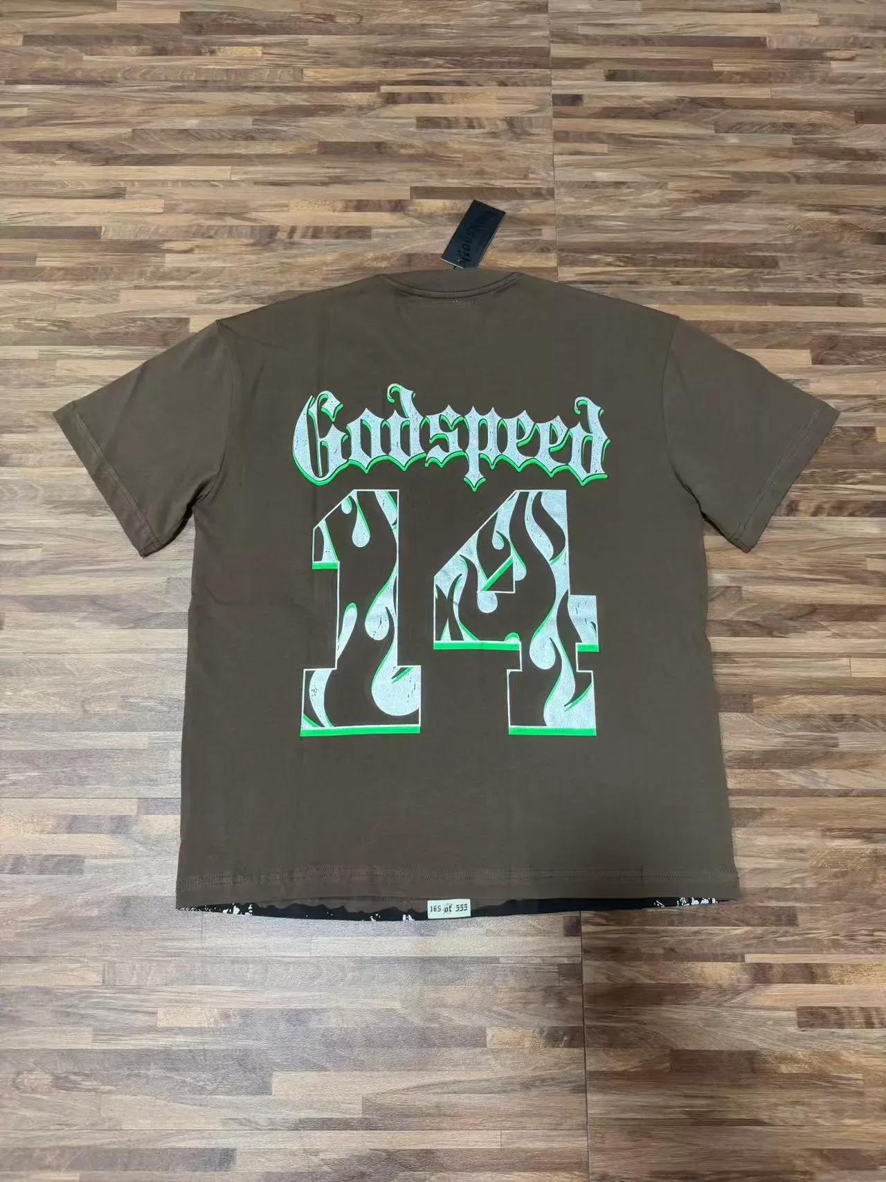 تي شيرت Godspeed بطبعة جيرسي كرة سلة هيكل عظمي بني زيتوني 3
