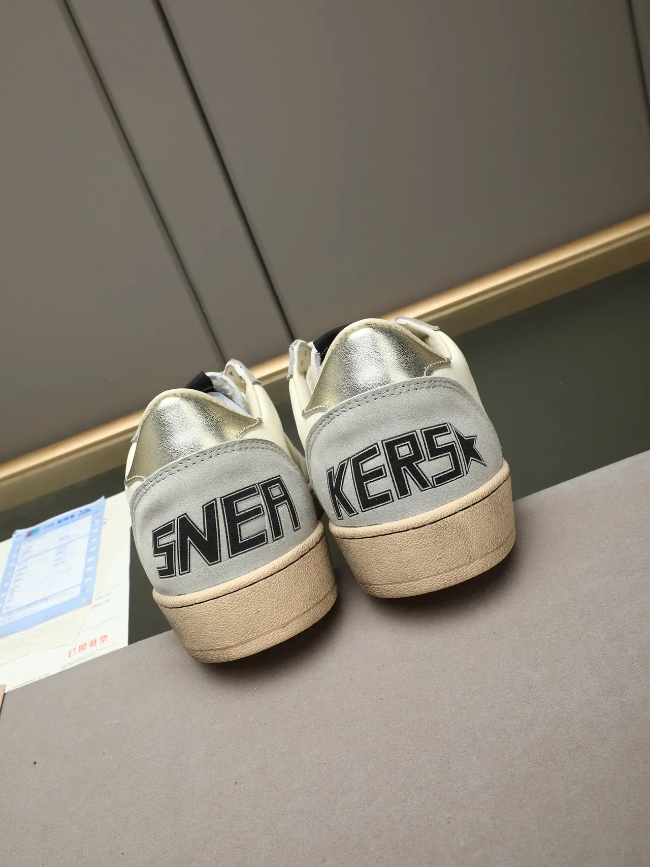 Golden Goose Ball Star Off-White and Gray Glitter Star Lifestyle Sneakers 3